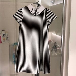Gently used striped shift dress with cat collar!